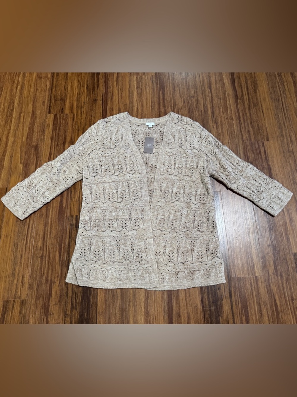 NEW J. Jill Women's Beige Lace Cardigan Size L Cotton Retail NWT $89 - Picture 1 of 15